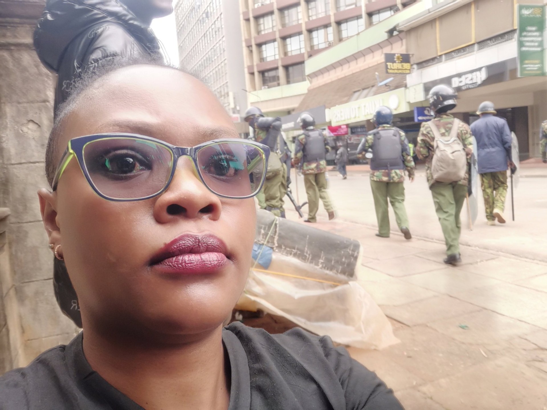 Maverick Aoko Otieno takes a selfie during the Gen Z-led anti-government protests. PHOTO/@AokoOtieno_/X