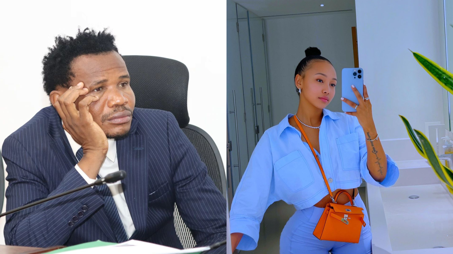 A collage of Huddah Monroe and MP Peter Salasya. PHOTO/@huddahthebosschick/@petersalasya/Instagram