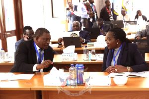 Cabinet Secretaries Justin Muturi and Soipan Tuya at the Cabinet Induction workshop at the National Defence College International Peace and Support Training Centre in Karen, Nairobi. PHOTO/@kdfinfo/X