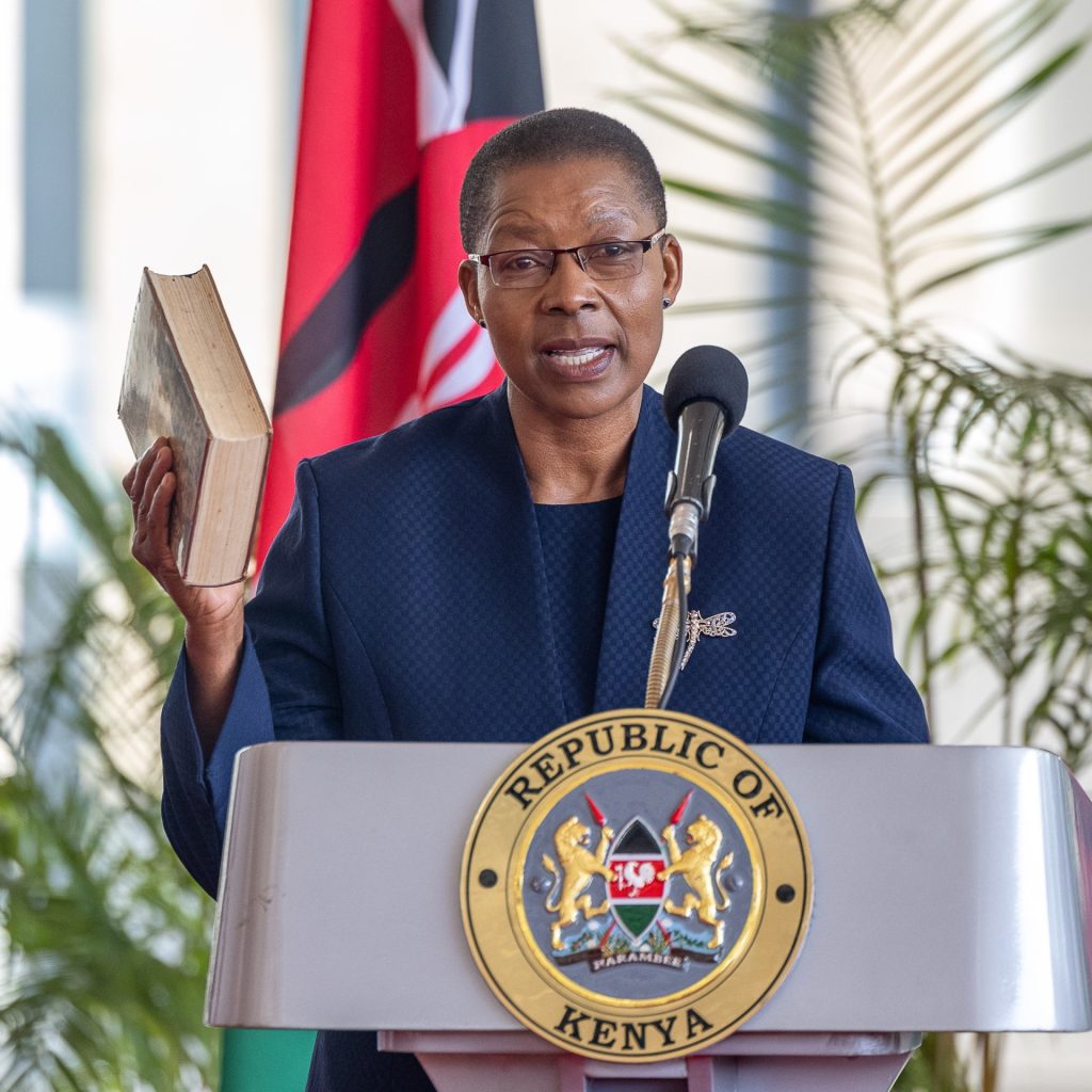 Attorney General Dorcas Oduor takes oath of office. PHOTO/@WilliamsRuto/X