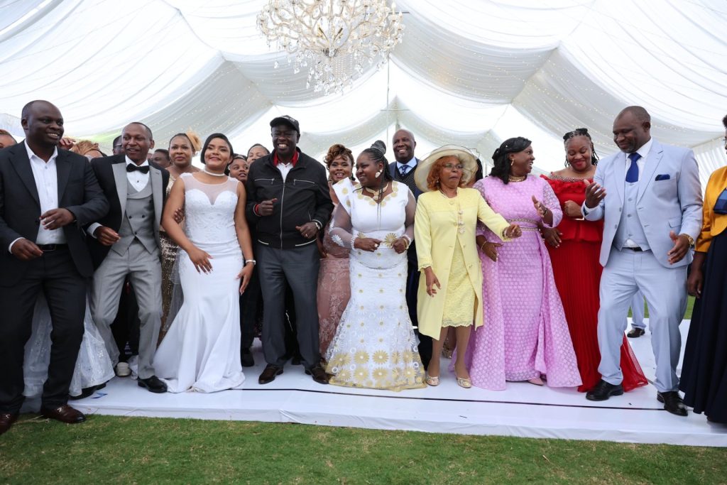 Deputy President Rigathi Gachagua joins other guests in dancing during Murang'a Deputy Governor Stephen Munania's wedding on Saturday, August 24, 2024. PHOTO/@rigathi/X