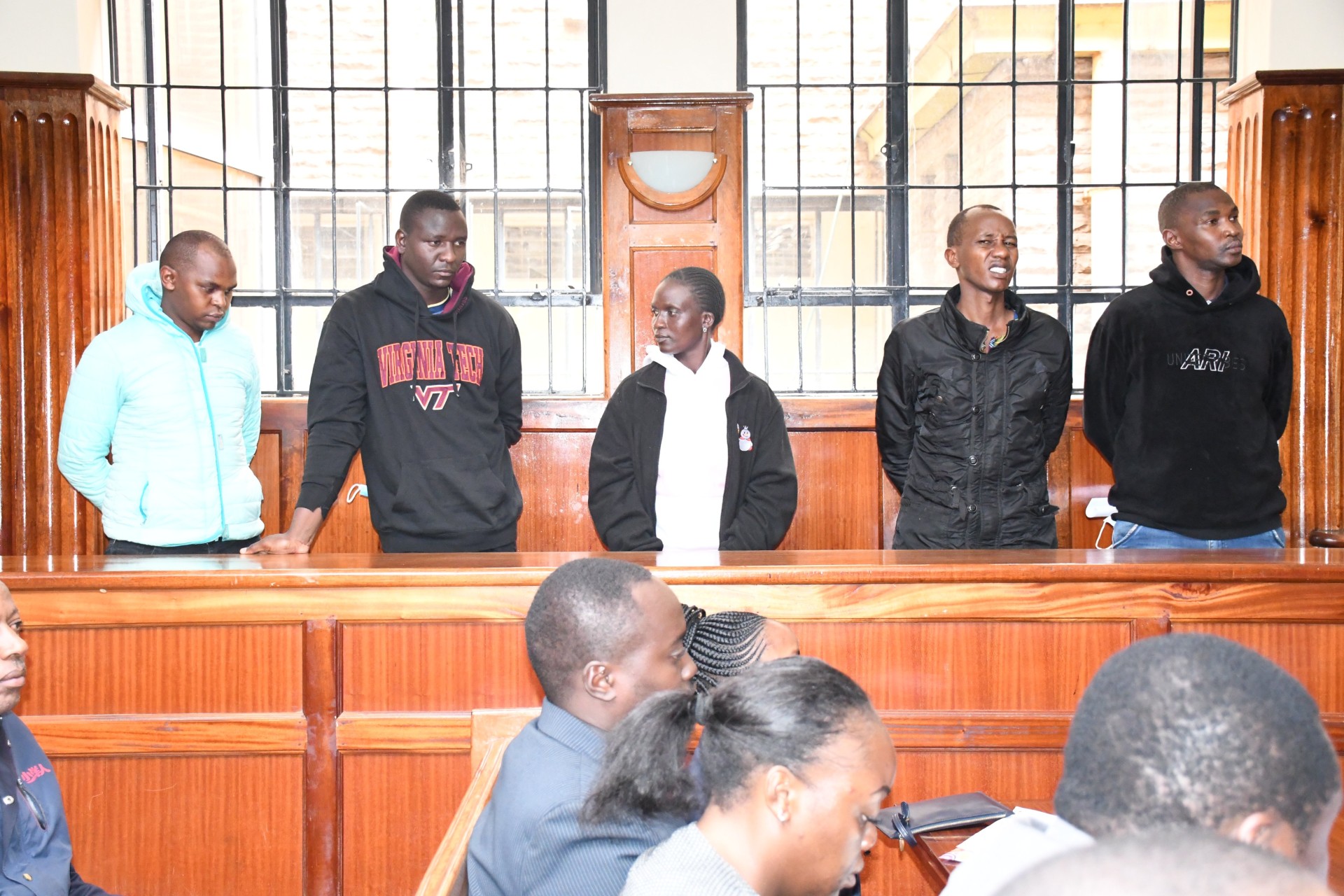 Five police officers arraigned at Milimani Law Courts in connection with escape of detainees from Gigiri Police Station custody. PHOTO/@ODPP_KE/X