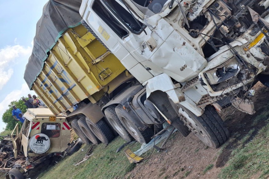 Collision between a Toyota Land Cruiser and trailer kills four. PHOTO/Narok Police Station