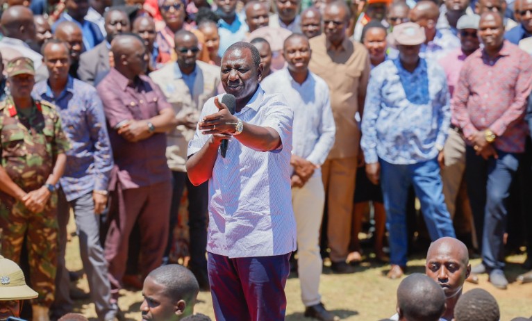 President William Ruto addressing Migori residents on Wednesday, August 28, 2024. PHOTO/@rigathi/X