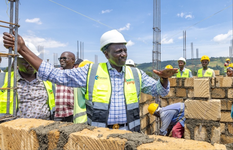 President William Ruto inspecting the ongoing construction of the 220-unit Bomet Affordable Housing Project on March 16, 2024. PHOTO/@WilliamsRuto/X