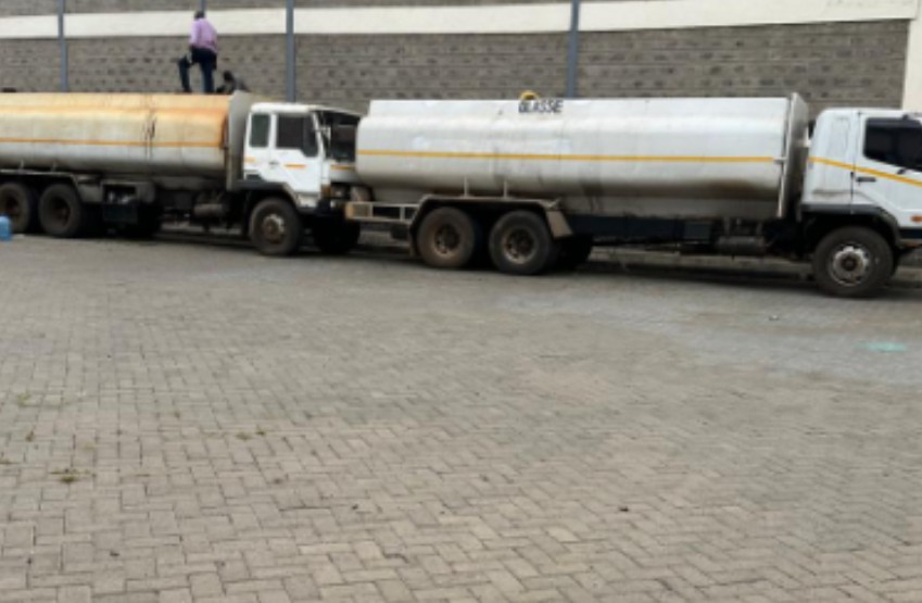 The trucks intercepted by law enforcement officers. PHOTO/@DCI_Kenya/X