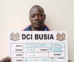  40-year-old Okuchil Ayubu after being arrested in Nambale. PHOTO/@DCI_Kenya/X