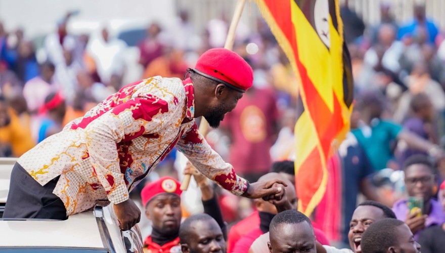 Ugandan politician Robert Kyagulanyi aka Bobi Wine interacts with supporters on August 17, 2024. PHOTO/@NUP_Ug/X