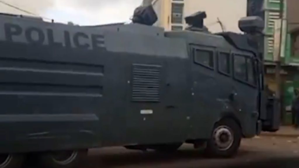 Police water cannon. PHOTO/screengrab by K24 digital