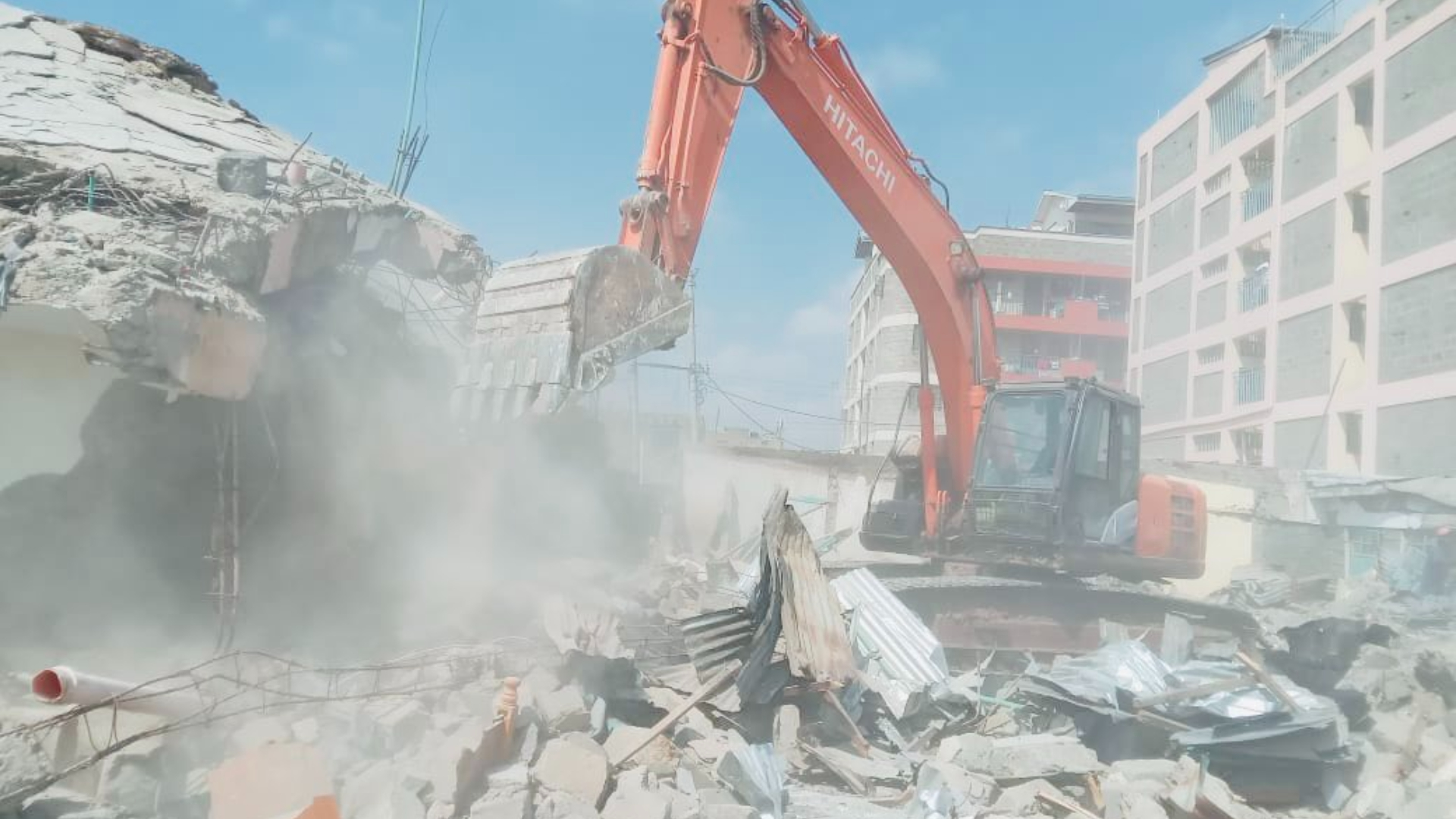 Homes at Mradi area Embakasi East being demolished on September 24, 2024. PHOTO/@HEBabuOwino/X