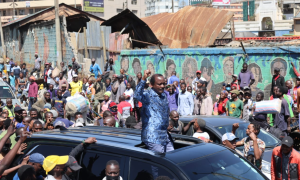 Wiper Party leader Kalonzo Musyoka addressing traders at Wakulima Market on Saturday, September 14, 2024. PHOTO/@skmusyoka/X