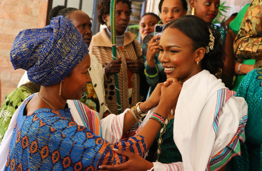 David Kimoi's bride Ivy Chebet during the traditional wedding ceremony. PHOTO/@MoiGideon/X