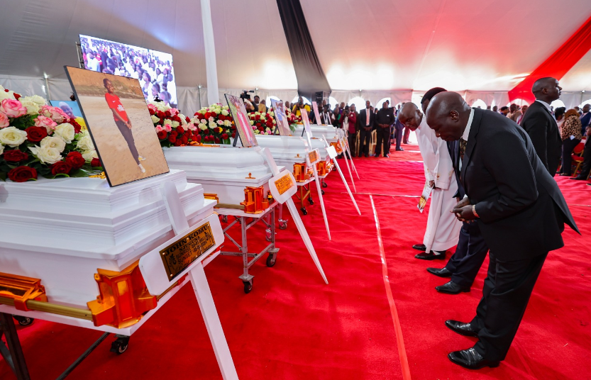 Deputy President Rigathi Gachagua during the memorial service of Endarasha fire victim on Thursday September 26, 2024. PHOTO/@rigathi/X