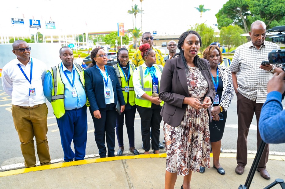 PS of the State Department for Public Health and Professional Standards Mary Muthoni at JKIA