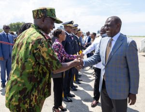 President William Ruto being welcomed in Haiti. PHOTO/@HusseinMohamedg/X