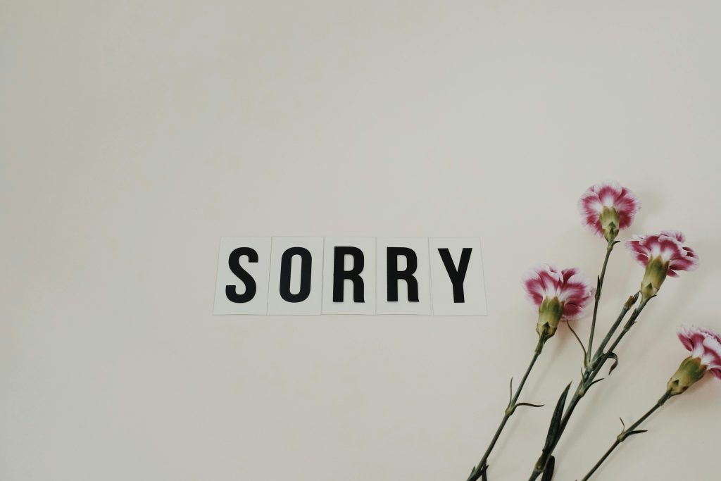 A worded image for an apology, used for illustration only. PHOTO/Pexels