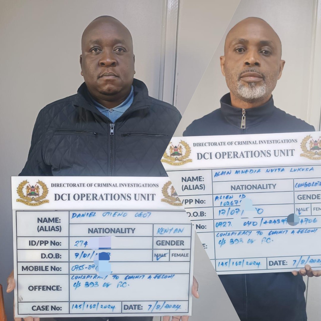 A collage of two of the arrested suspects. PHOTO/@DCI_Kenya/X