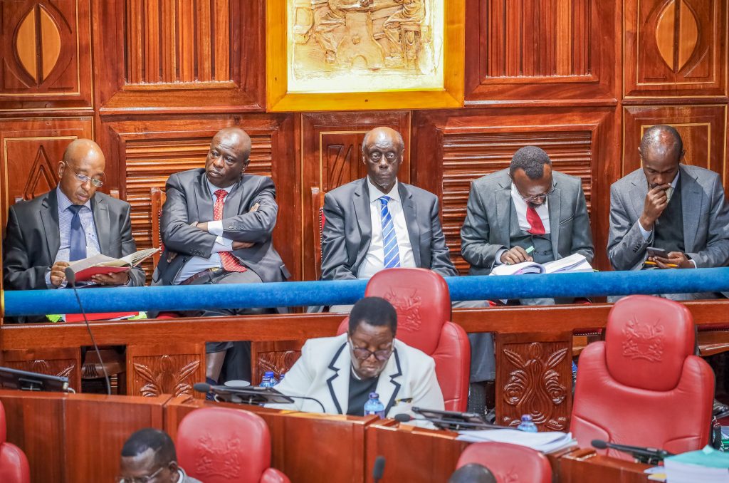 DP Rigathi Gachagua and his lawyers at the Senate during the impeachment hearing. PHOTO/@Senate_KE/X