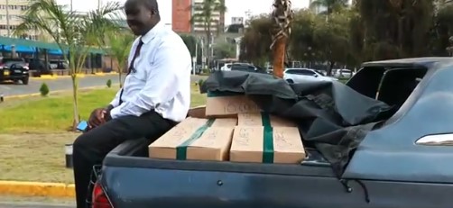 Part of National Assembly's evidence against DP Rigathi Gachagua loaded on a pickup truck on Monday, October 14, 2024. PHOTO/Screengrab by K24 Digital