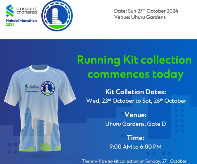 Collection of kits for the Stanchart Nairobi Marathon. PHOTO/@StanChartKE/X