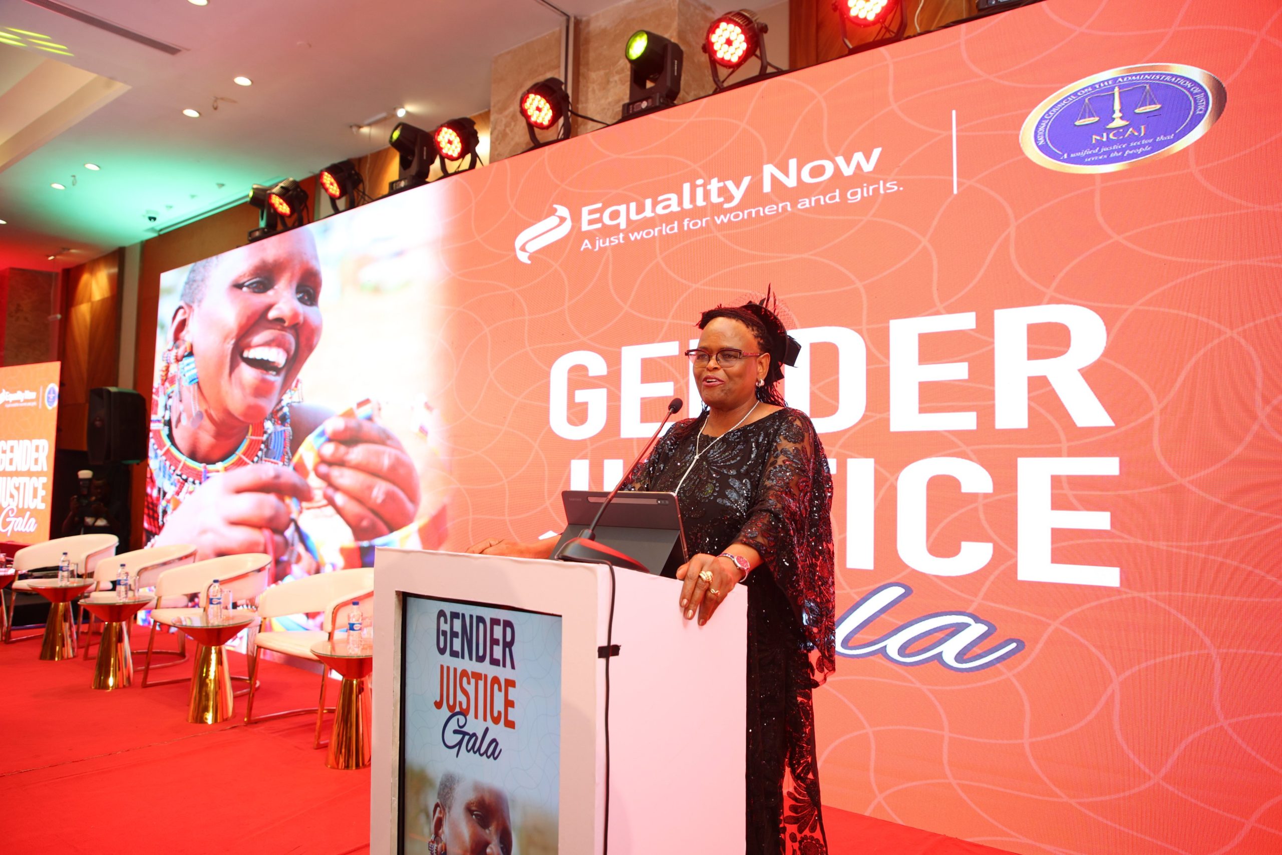 Chief Justice Martha Koome speaking at the inaugural Gender Justice Change Makers Awards Gala on November 29, 2024. PHOTO/@CJMarthaKoome/X