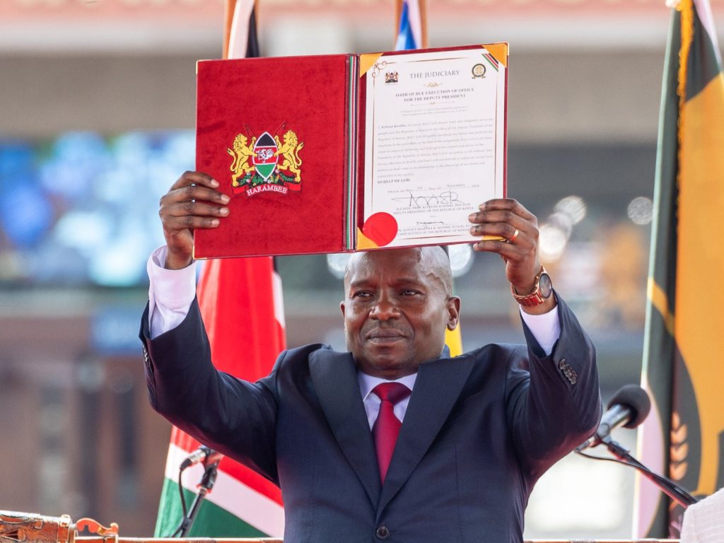 Deputy President Kithure Kindiki during swearing-in. PHOTO/@K24TV/X