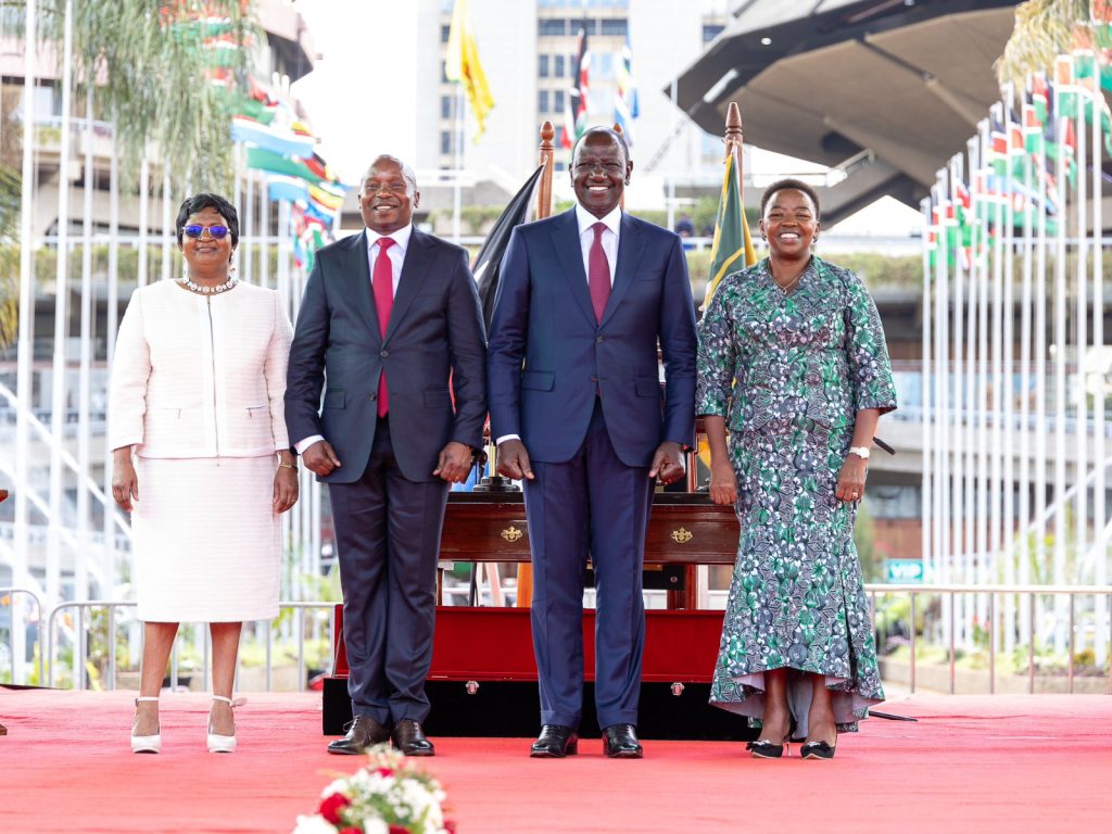 From right second lady Joyce Kindiki,deputy president Kithure Kindiki,President William Ruto and first lady Rachel Ruto. PHOTO/@K24TV/X