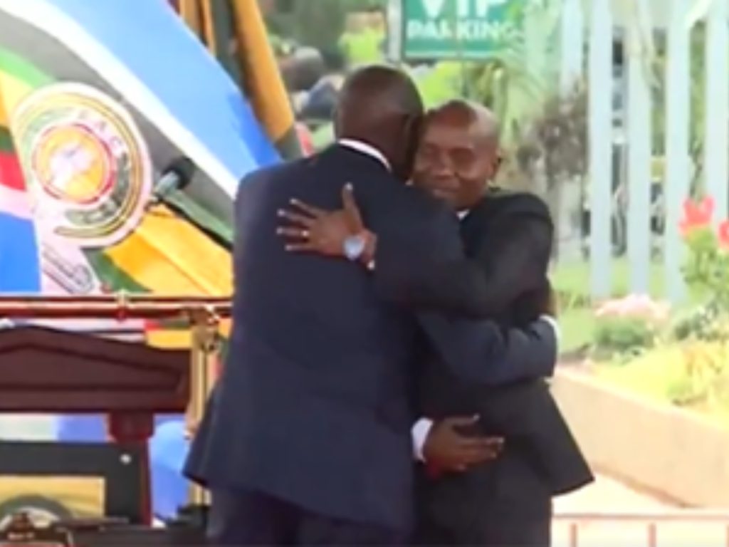 Deputy President Kithure Kindiki with President William Ruto during swearing-in. PHOTO/screengrab/@K24TV
