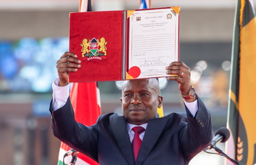 Kithure Kindiki after he was sworn in as the new Deputy President on November 1, 2024, at KICC. PHOTO/@UDAKenya/X