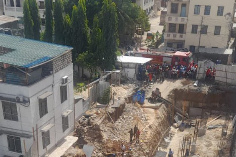 A building under construction collapses leaving one trapped. PHOTO/@KenyaRedCross/X