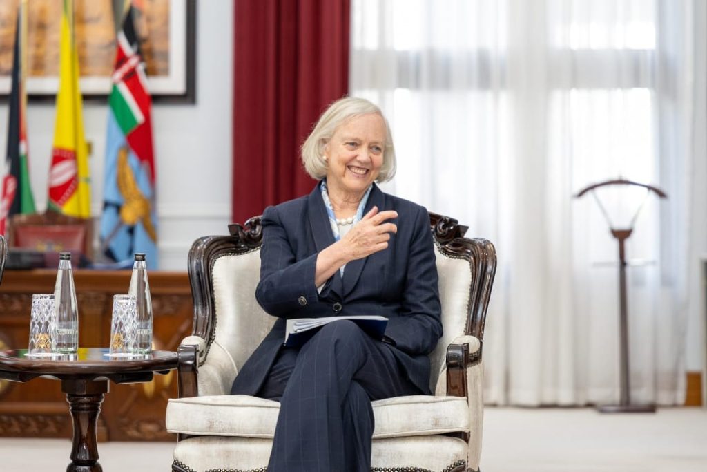 Outgoing US Ambassador to Kenya Meg Whitman at State House, Nairobi on Tuesday November 19, 2024. PHOTO/PSCU