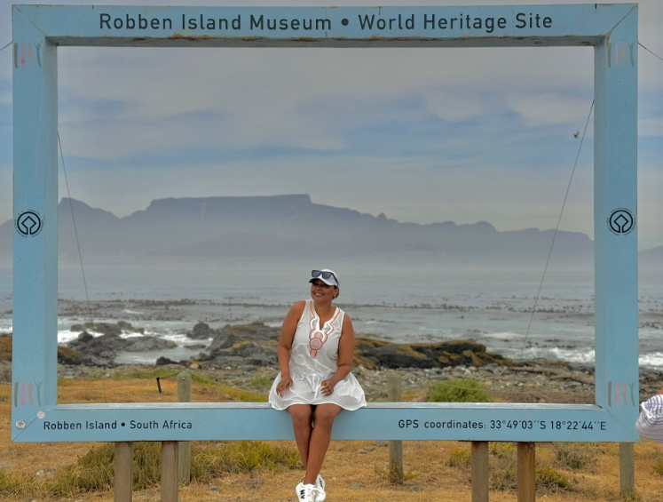 Senator Karen Nyamu at Robben Island in South Africa. PHOTO/@karennyamunbo/X