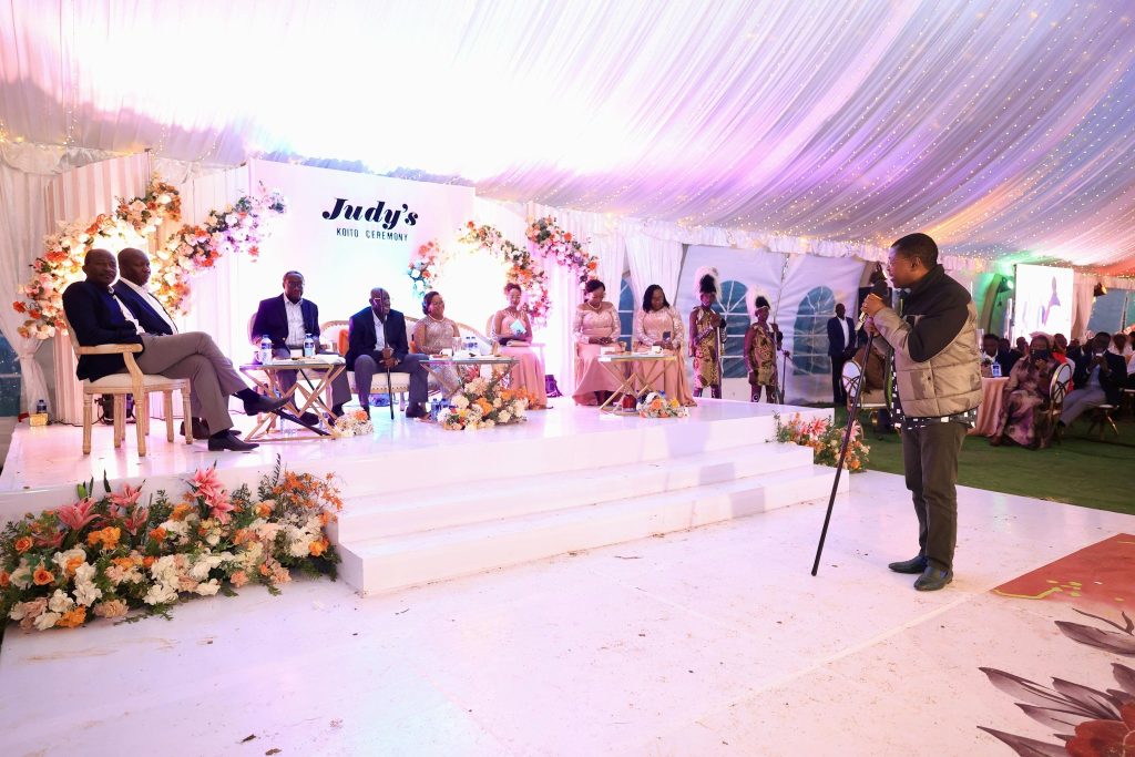 Speaker Moses Wetang'ula speaking during judge Aggrey Muchelule and Judy Kerich traditional wedding on Friday November 29, 2024. PHOTO/@HonWetangula/X