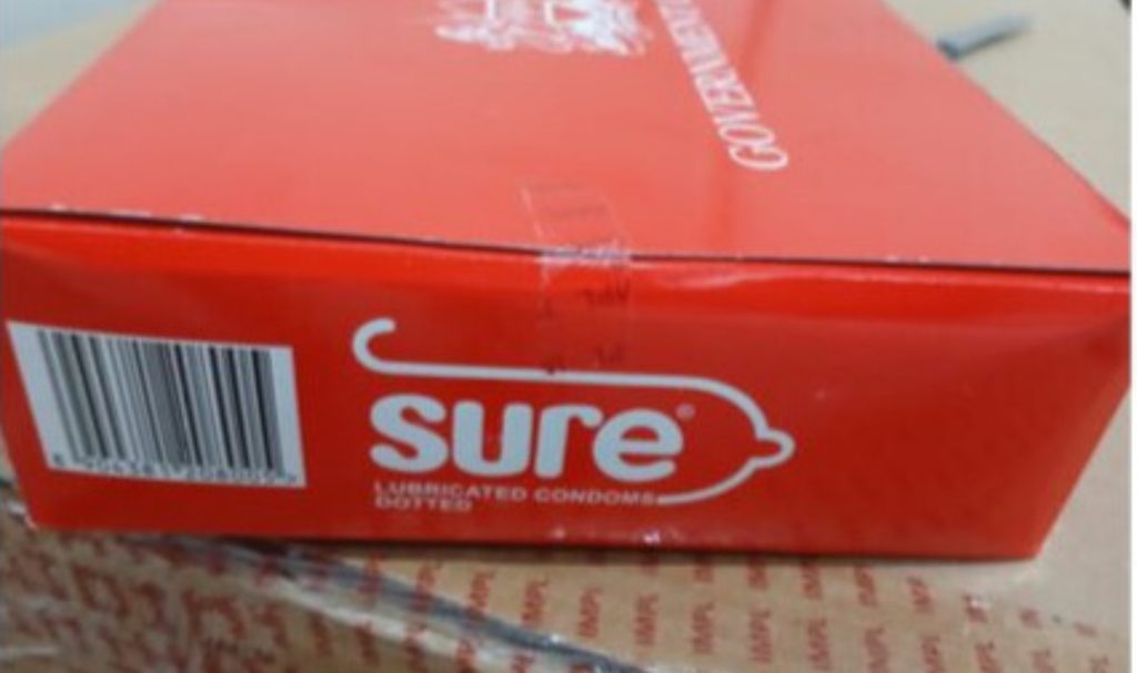 The recalled Sure Lubricated condoms dotted. PHOTO/@ppbkenya/X