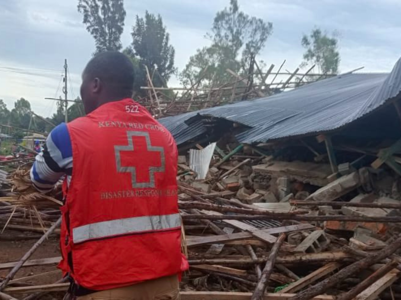 Collapsed storey building under construction in Migori. PHOTO/@KenyaRedCross/X