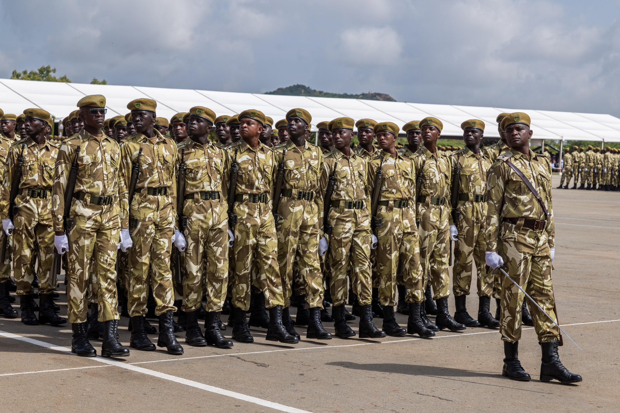 KWS rangers match during a pass-out parade in Manyani, Taita Taveta County on December 3, 2024. PHOTO/@WilliamsRuto/X