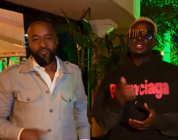 CS Hassan Joho with musician Willy Paul. PHOTO/Screengrab by K24 Digital/@WillyPaulMusic/X