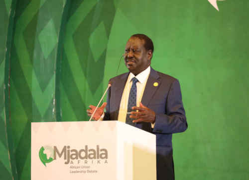 Former Kenyan Prime Minister Raila Odinga during Mjadala Afrika debate rehearsals. PHOTO/@RailaOdinga/X