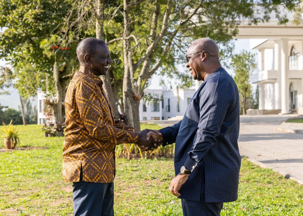 President William Ruto with Ghana’s President-elect John Dramani Mahama. 