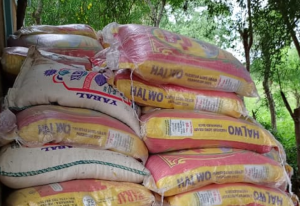 Some of the rice recovered by police