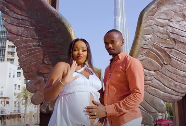 Celebrity couple Kabi WaJesus and Milly WaJesus announcing pregnancy in Dubai. PHOTO/Screengrab by K24 Digital
