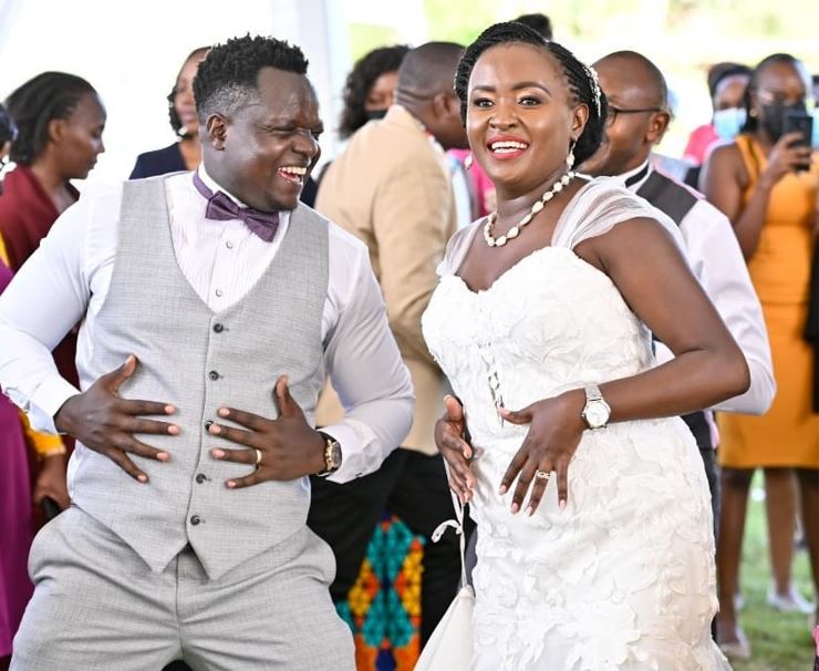 Journalist Ferdinand Omondi dances away with his wife Caroline during their wedding on December 31, 2021. PHOTO/@FerdyOmondi/X