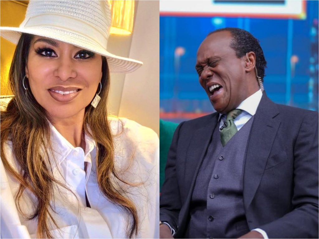 A collage of media personalities Julie Gichuru and Jeff Koinange 