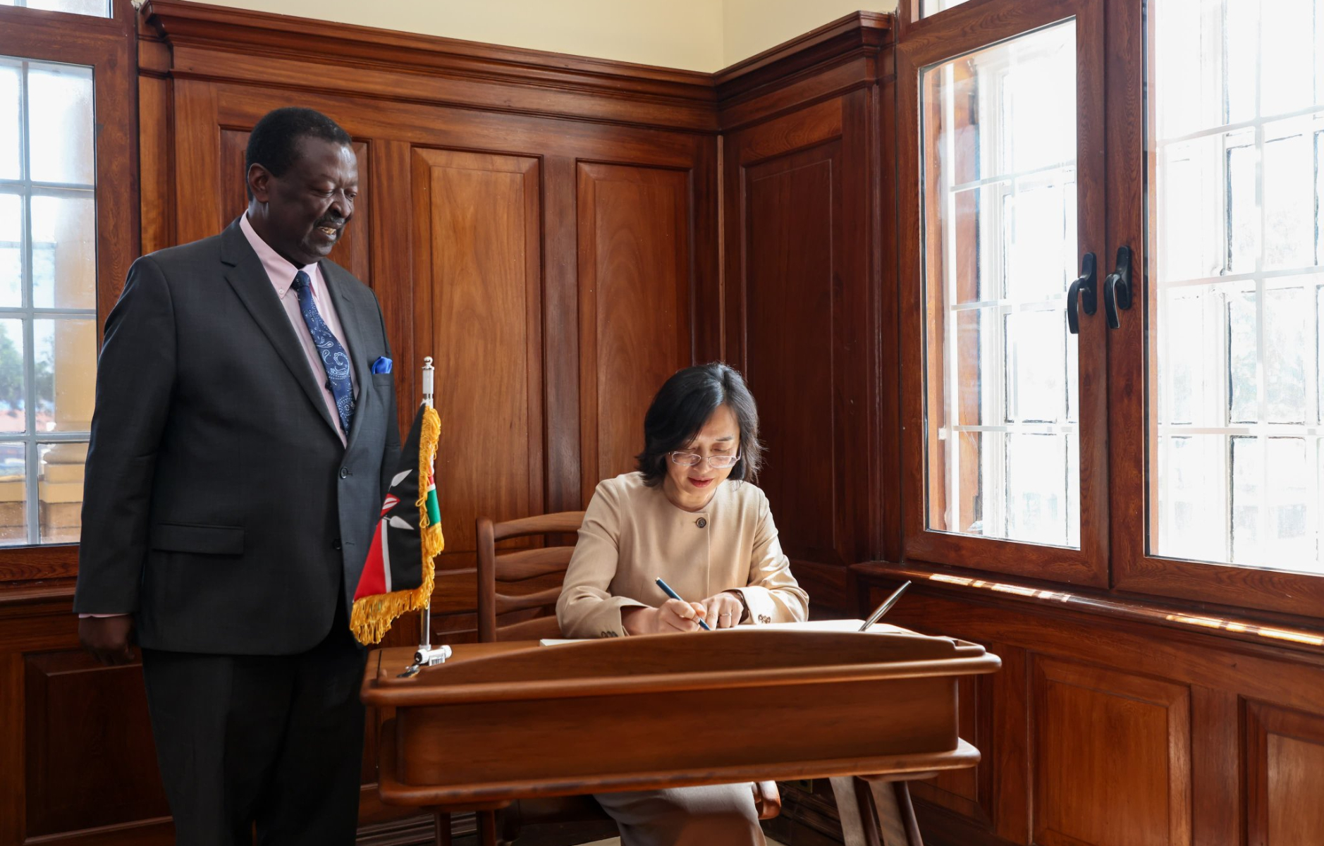 Musalia Mudavadi hosts the newly appointed Ambassador of China to Kenya Guo Haiyan. PHOTO/@MusaliaMudavadi/X