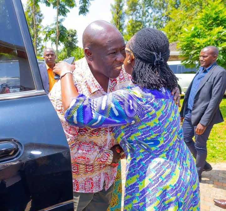 Former Deputy President Rigathi Gachagua welcomed by Narc Kenya Party Leader Martha Karua at her rural home in Kirinyaga on Saturday, January 25, 2025. PHOTO/@MarthaKarua/X