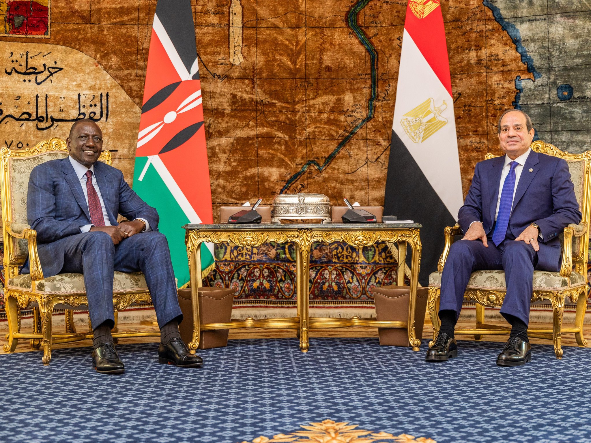 President William Ruto with Egyptian President Abdelfattah Elsisi at the Headquarters of the Presidency in Cairo.