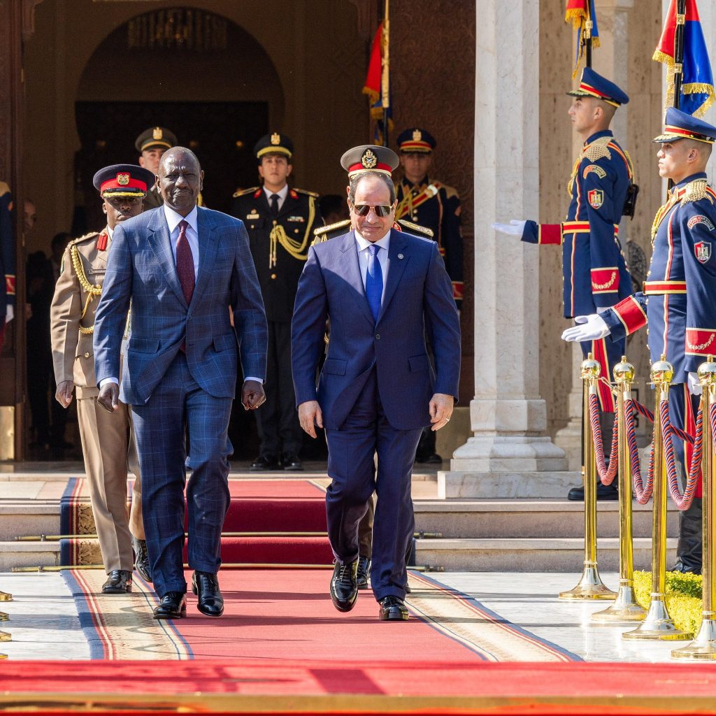 President William Ruto with Egyptian President Abdelfattah Elsisi at the Headquarters of the Presidency in Cairo.