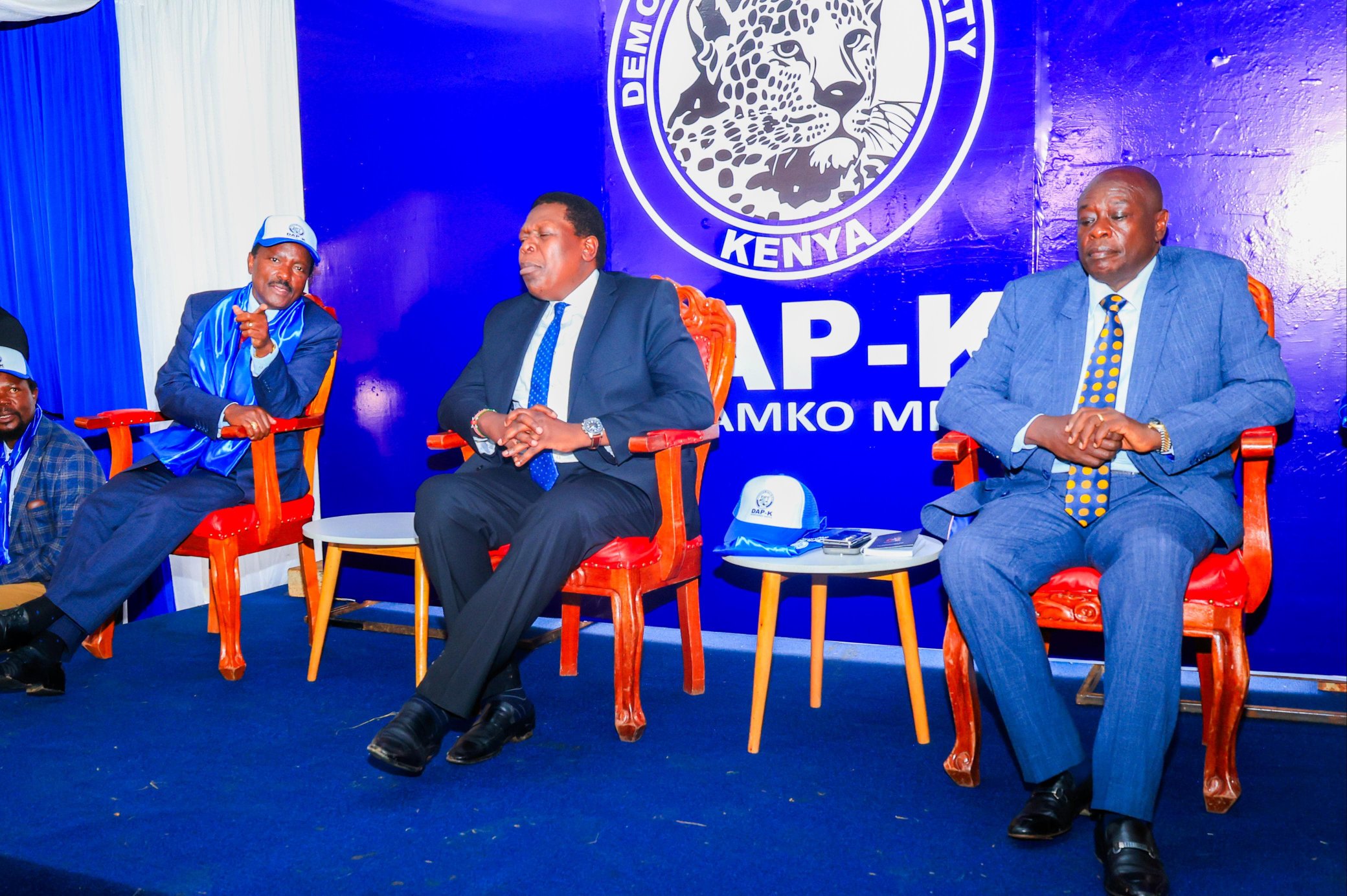 From left: Wiper Party leader Kalonzo Musyoka, DAP-K Party leader Eugene Wamalwa and former Deputy President Rigathi Gachagua. PHOTO/@TheWiperParty/X