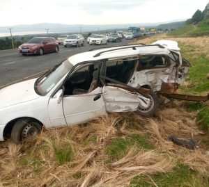 A wreckage of one of the vehicles that was involved in the Nairobi-Nakuru Highway accident at the Nyakairo area, near Kinungi. PHOTO/