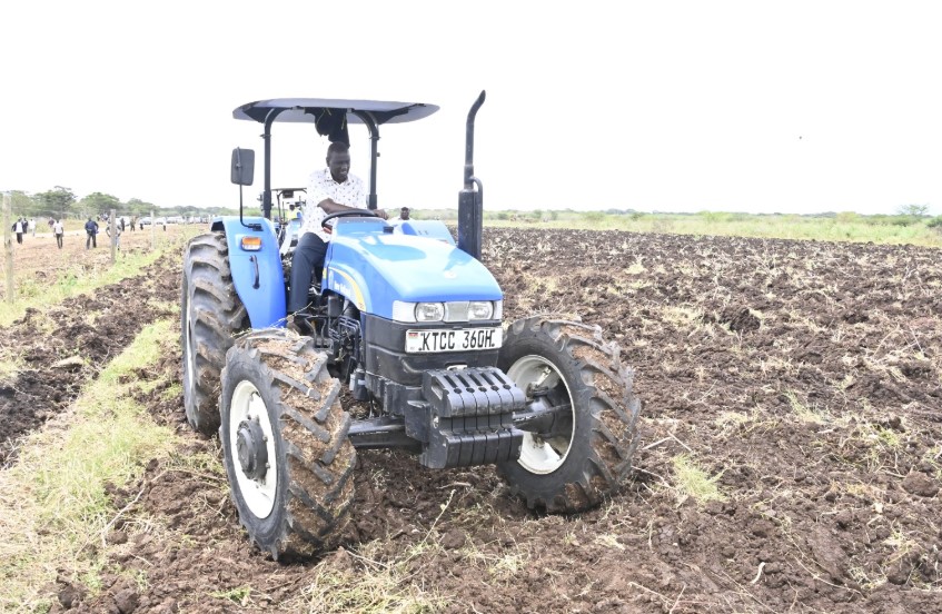 President William Ruto operating a tractor in July 27, 2023. PHOTO/@WilliamsRuto/X